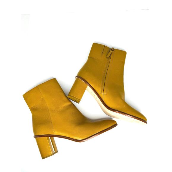 Tory Burch Brown Leather Brooke Booties Stamped Block Heel Ankle Boots Size 11 - Picture 2 of 8